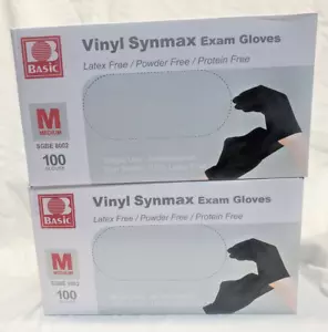 2 cajas Guantes de examen Synmax de vinilo básico sin látex, talla M 200 unidades-color negro - Imagen 1 de 2