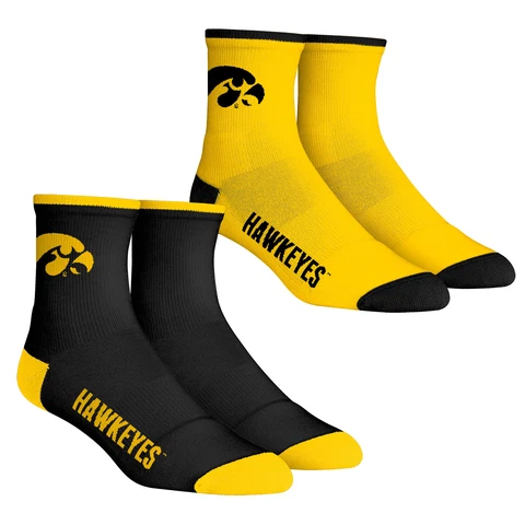 Men's Rock Em Socks Iowa Hawkeyes Core Team 2-Pack Quarter Length Sock Set Cover