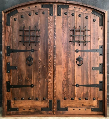 Rustic reclaimed solid lumber Double door wine room castle storybook w/ hardware Cover