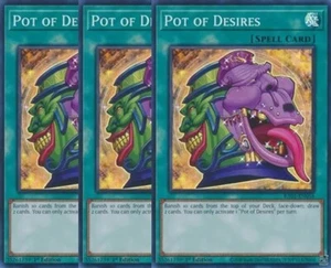 Yugioh - Pot of Desires x 3 - 1st Edition Super Rare NM - Free Holographic Card - Picture 1 of 1