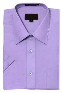 New Men's Regular Fit Short Sleeve Solid Color Dress Shirts - 23 colors - Picture 1 of 25