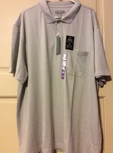 NEW Mens Polo Shirt XXL/2X Striped Top Collar Cotton Knit Dress Casual Gray $50 - Imagen 1 de 11