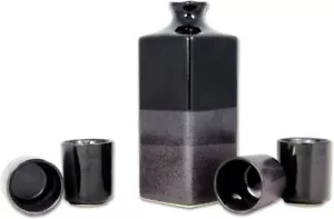 5-teiliges Japan Sake Set Schwarz YUNA | Traditionell Servierset Keramik - Bild 1 von 6