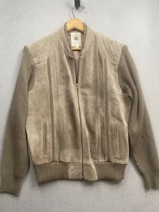 VTG Suede Leather Caribou Bay Trading Co Jacket Women’s Sz L Knit Back & Sleeves - Bild 1 von 6
