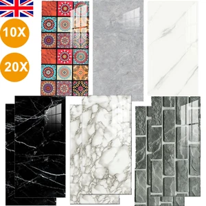 20X Self-Adhesive PVC Marble Tiles Wall Sticker Stick On Kitchen Bathroom Decor - Picture 1 of 22