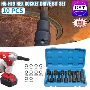 10Pc 1/2" Impact Hex Socket Drive Bit Metric Set H5-H19 Allen Key Torx with Case - Picture 1 of 14