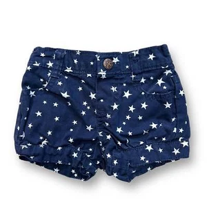 Pantalones cortos de cintura elástica con estampado de estrellas azul marino y blanco OshKosh talla 6 meses para niñas - Imagen 1 de 2