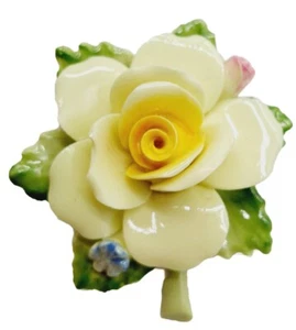 Vintage Blumen Emaille Broschen Anstecknadel gelb grün - Bild 1 von 3