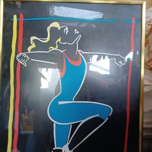 TY WILLIAMS AEROBIC Poster WORKOUT DANCE PICTURE SIGN 36" 24" GOLD FRAME FITNESS - Picture 1 of 5