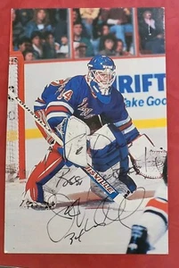 1989-90 John Vanbiesbrouck New York Rangers Autographed Team Issued Postcard - Picture 1 of 3