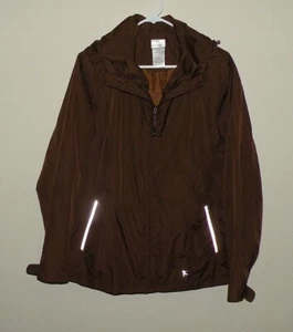 Danskin Now Women’s XL 16-18 Zipper Windbreaker Jacket Brown Hood - Picture 1 of 2