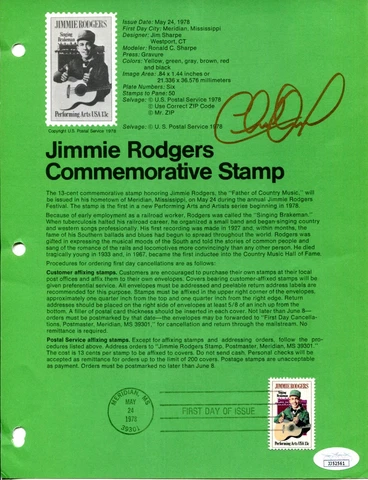 Charlie Daniels The Devil Went Down to Georgia Signed Autograph FDC Sheet JSA Cover