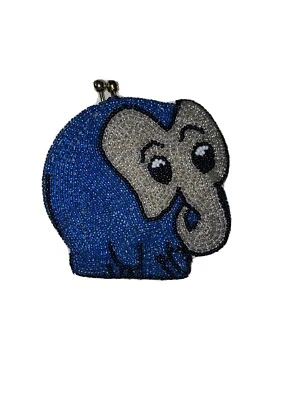 Vintage Beaded Blue Elephant Coin Purse Mid Century Change Purse Handmade Korea - Image 1 of 4
