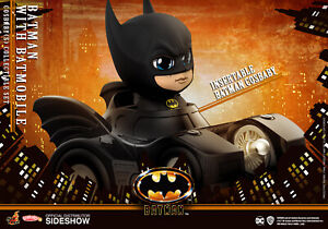 Sideshow Hot Toys set of 1989 Batman w Batmobile Cosbaby + Catwoman w Bike