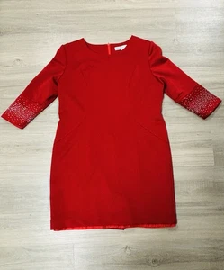 Lily and Taylor Womens Size 16 Red Formal Dress Jewel Long Sleeves - Picture 1 of 4