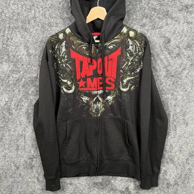 Sudadera con Capucha Cremallera Completa Y2K TAPOUT MPS De Colección Talla Grande MMA Negra Grunge Foto 1 de 4
