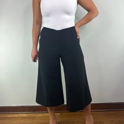 NWT Joseph Ribkoff Black Cropped Wide Leg Zipper Front Pants SIZE 8 - Image 1 of 4
