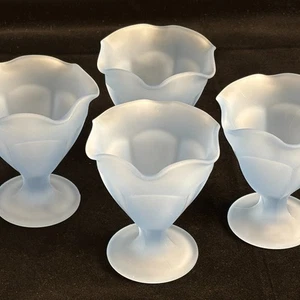 Milchglas Blau Glas Eis/Dessert Sherbet Becher 4" 4er Set - Bild 1 von 8