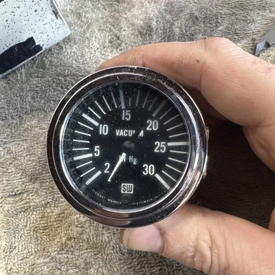 Medidor de vacío de alta resistencia Stewart-Warner nuevo de colección años 70 Foto 1 de 4