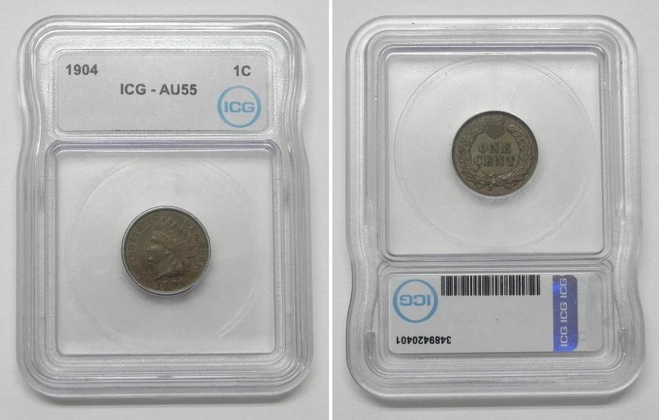 1904 Indian Head Cent Penny 1c, ICG AU55  #0401 - Image 1 of 1