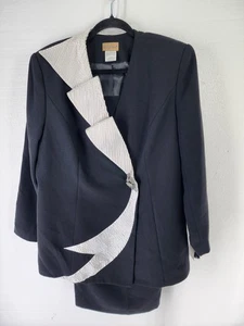 Midnight Velvet Womens 16 Black & White Church Formal Skirt Suit Set New Tags - Picture 1 of 19