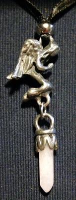 ANGEL PEWTER NECKLACE-Angel of Healing (white) - Image 1 of 2