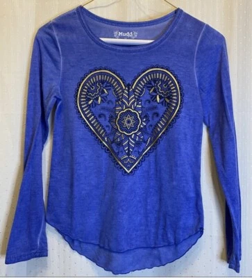 Camisa Mudd Niñas Talla 10 Corazón Morado Manga Larga Foto 1 de 4