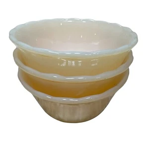 Fire King Peach Lustre Custard Cups Set of 3 Anchor Hocking Oven Ware USA VTG - Picture 1 of 7