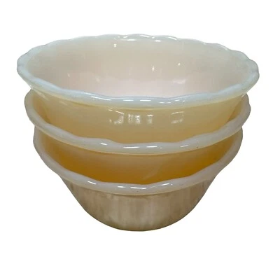 Fire King Peach Lustre Custard Cups Set of 3 Anchor Hocking Oven Ware USA VTG - Image 1 of 4