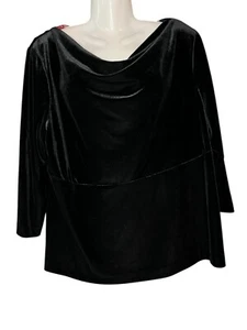 Donna Ricco New York Boat Neck Velvet Half Sleeve Pullover Blouse Size 16W - Picture 1 of 8