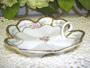 Antique Nippon Pink Roses Dish Gold Rim - Picture 1 of 3