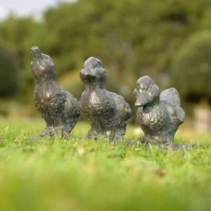Deluxe Cast Iron "Dynamic" Duck Family Trio Garden Sculpture - Picture 1 of 6