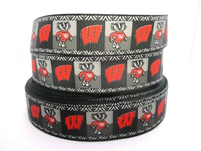 University of Wisconsin Badgers 7/8" Grosgrain Ribbon YOUR CHOICE: 5 or 10 Yards - Image 1 of 3