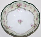 Antique RS Prussia Porcelain Bowl Pink Flowers Gilded Footed Yellow Green
