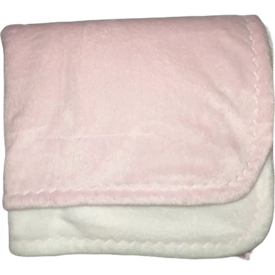 Mantas y Beyond Rosa Blanco Gamuza Bebé Niña Manta 30x35 Sólido SUAVE Zig Zag Foto 1 de 3