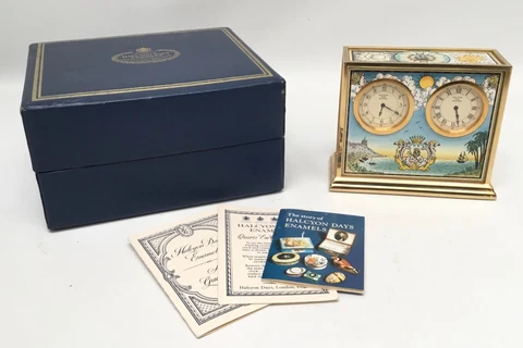 Extremely Rare Halcyon Days Twin Clock Greek Gods King Triton 4 Winds Nautical Cover