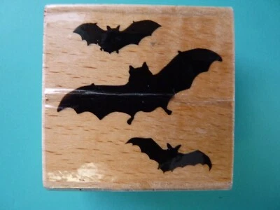 Bat Trio in Flight HAMPTON ART Rubber Stamp - Image 1 of 2