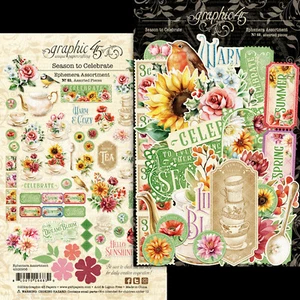 Graphic45 SEASON TO CELEBRATE (60pc) DIE-CUT EPHEMERA ASSORTMENT scrapbooking - Picture 1 of 2