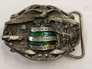 I'M PROUD TO BE AN AMERICAN VETERAN Belt Buckle, New - Picture 1 of 1