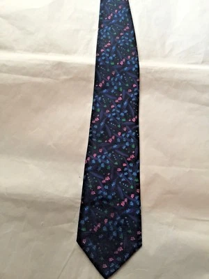 KENZO PARIS MULTI COLOR MINI FLORALS PRINT SILK TIE MADE IN ITALY - Image 1 of 3
