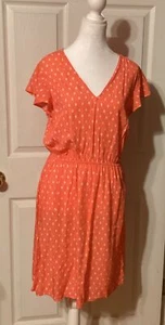 NWT Gap Dress Size M Orange V-neck Short Sleeve Knee Length - Picture 1 of 6