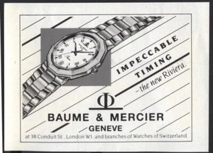 Anuncio vintage años 80: BAUME & MERCIER, relojero suizo de lujo. P&P gratis Reino Unido - Imagen 1 de 1