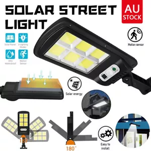 Solar Street LED Light Motion Sensor Remote Outdoor Garden Yard Flood Down Lamp - Picture 1 of 15