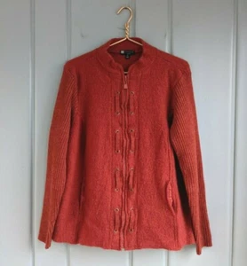 Carole Little Mujer Plus 1X Cárdigan Suéter 100% Lana Cremallera Completa Bolsillos Naranja - Imagen 1 de 8