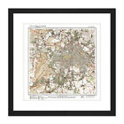 Map Antique 1922 Reich Office Berlin City Old Replica Square Framed Art 9X9 In