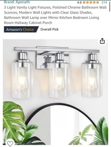 Apenath Waschtischleuchte mit 3 Lichtern, mattschwarz Badbeleuchtung mit 3 Lichtern,  - Bild 1 von 5