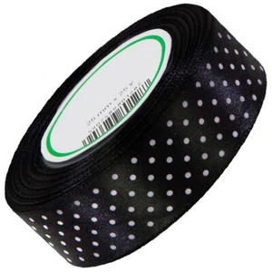 Satinband mit Punkten 25 mm - ca. 23 m - Schwarz SCHLEIFENBAND Geschenkband  - Bild 1 von 1