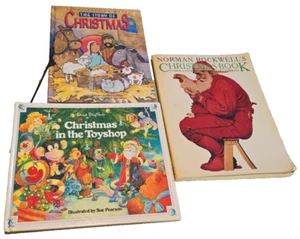 Vintage Lot of 3 Christmas Xmas Book Norman Rockwell Story of Christmas etc. - Picture 1 of 2