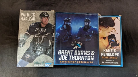 San Jose Sharks Bobblehead Lot - Marleau, Burns and Thornton, and Kane Cover