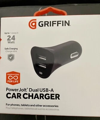 Cargador de Coche Griffin, Power Jolt, Doble Usb-A  24 Watt Nuevo En Caja Foto 1 de 2